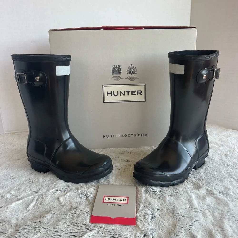 Hunter Glossy Black Boots Little Girl Size 13B - Picture 1 of 13